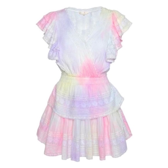 LoveShackFancy Gwen Ruffled Sleeve Tie Dye Mini Dress - Picture 3 of 6